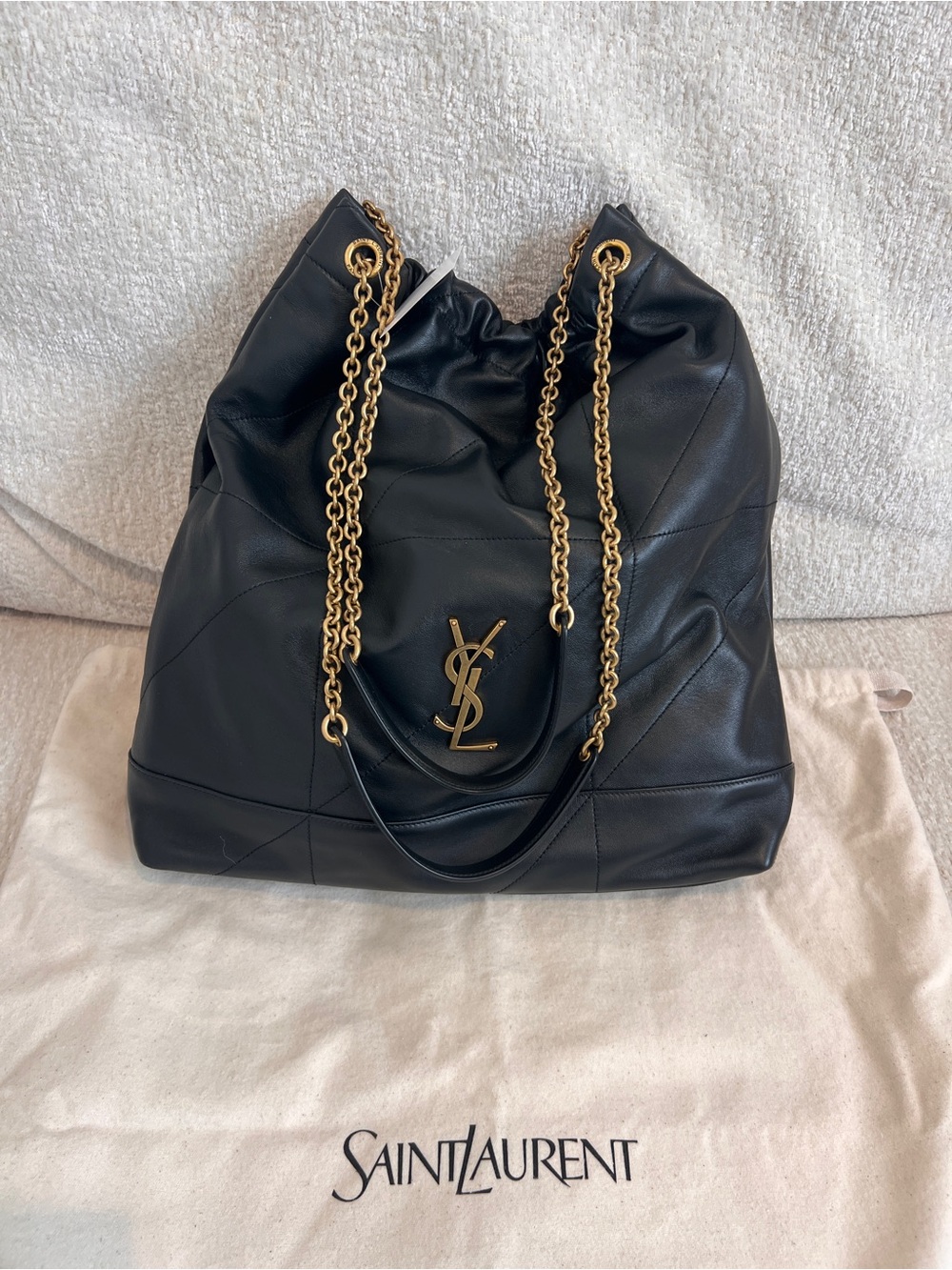 NEW Saint Laurent Jamie Large Black shoulder bag Tote with Gold YSL Hardware. - Picture 3 of 4